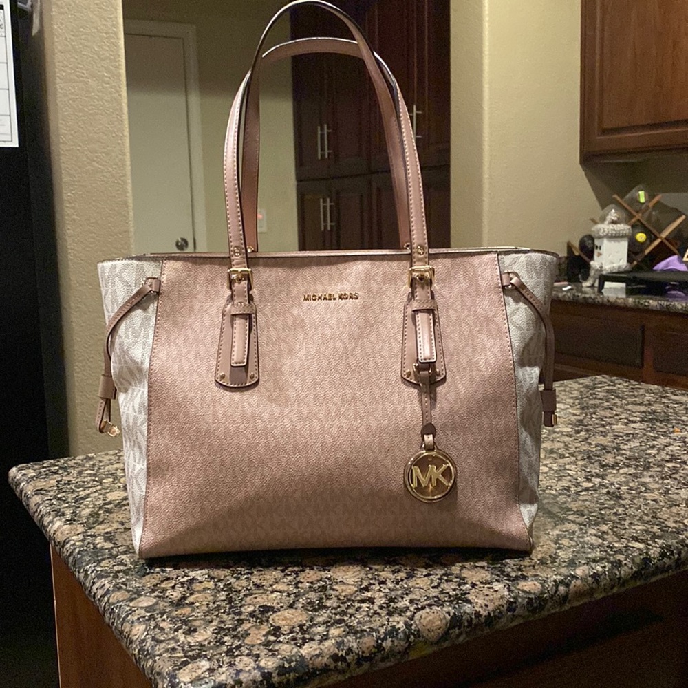 Like new Michael Kors pink and cream tote bag